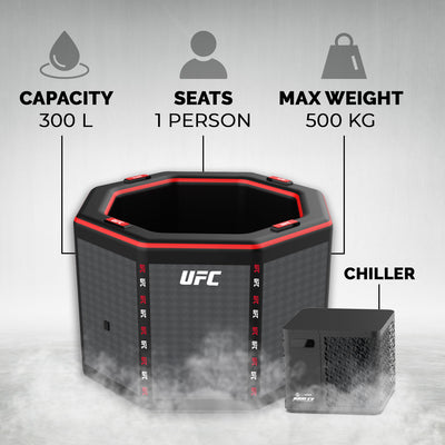 Netspa UFC Octogon ijsbad met 7 kW Poolex Spawer O'Spa chiller (3-40°C)