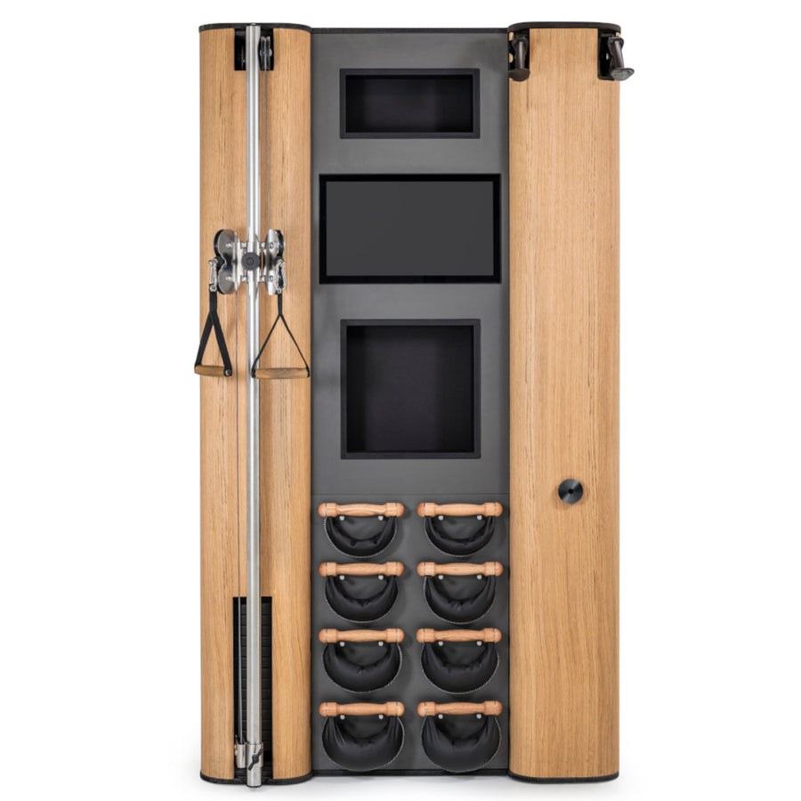 NOHRD Compact Wall Oak – Trainingsstation mit interaktivem Touchscreen, SlimBeam, SkiErg und SwingBells – Eiche