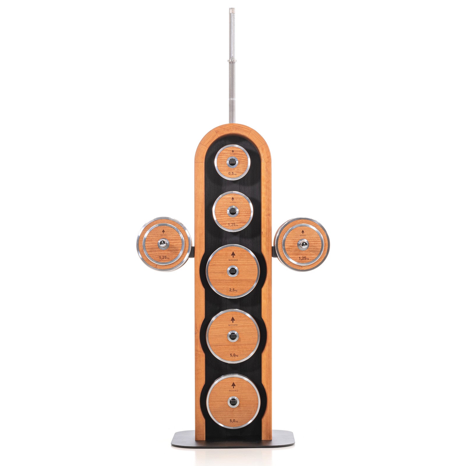NOHRD Hantelscheibenturm Kirsche – Set mit Gungnir-Hanteln und Langhantel – Kirschholz