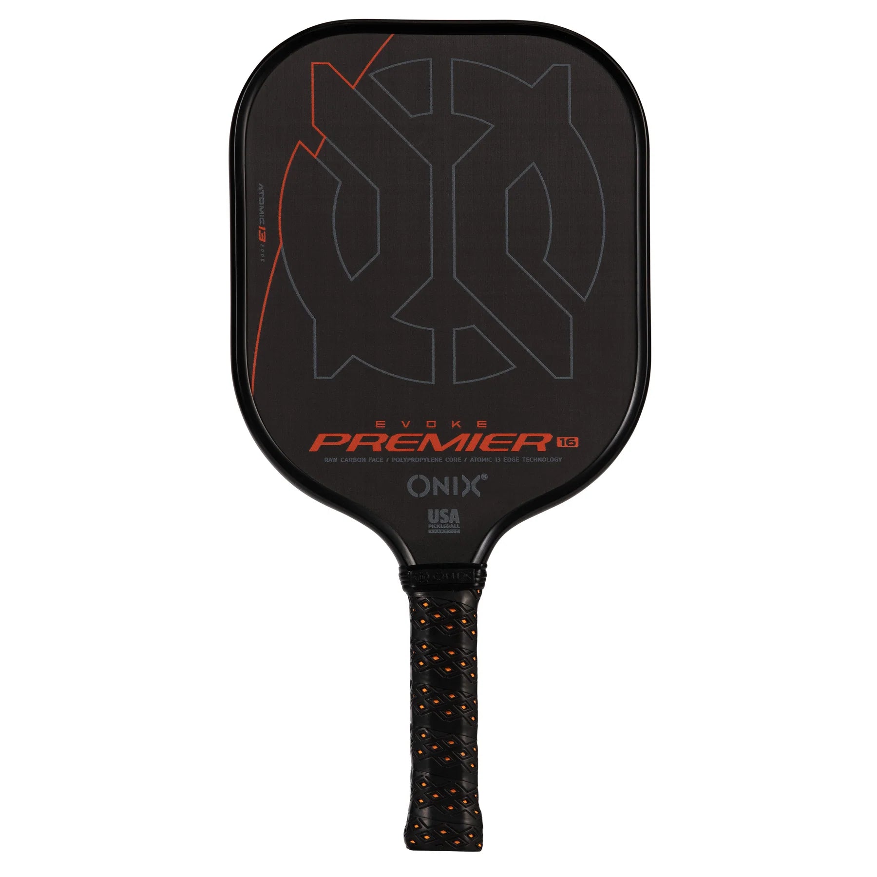 ONIX Evoke Premier Raw Carbon 16 (Max Control) Orange - Pickleball-Schläger - Turnierqualität