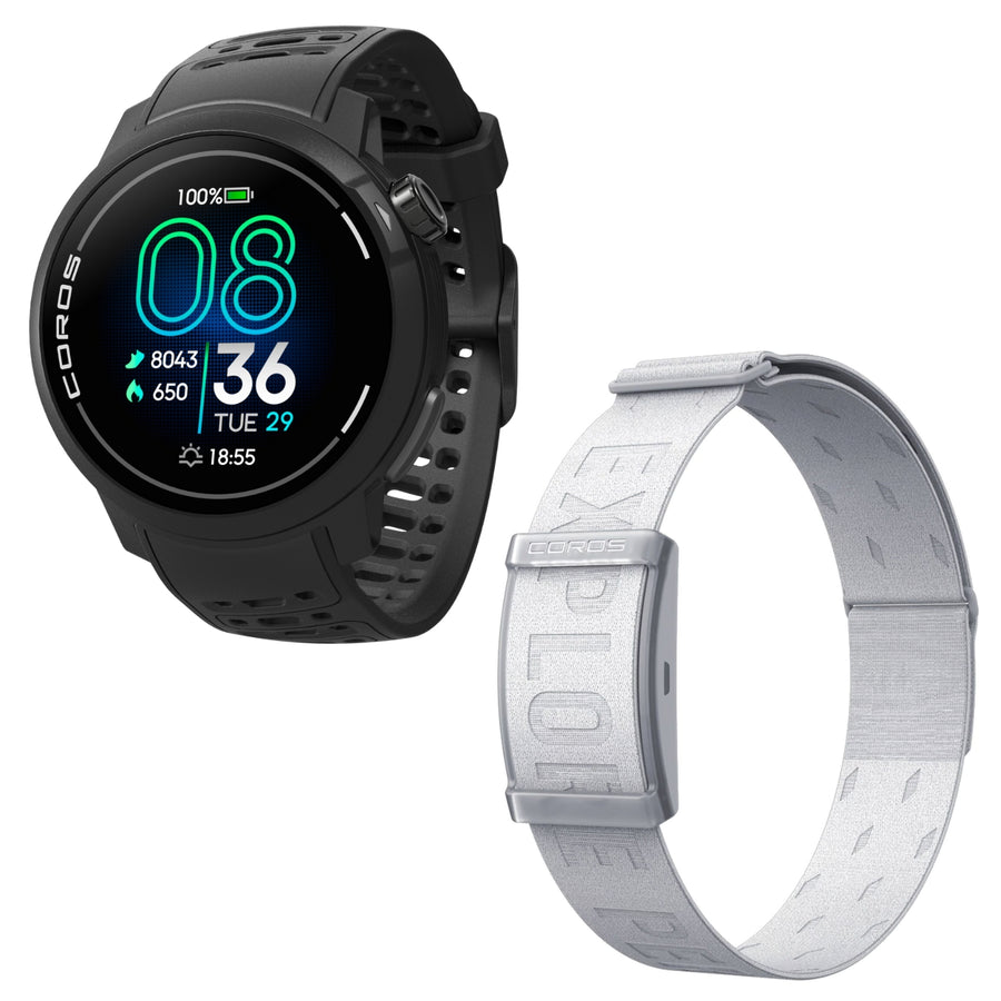 Coros PACE Pro Schwarz (AMOLED) + Coros Herzfrequenzmesser – Kombi-Angebot