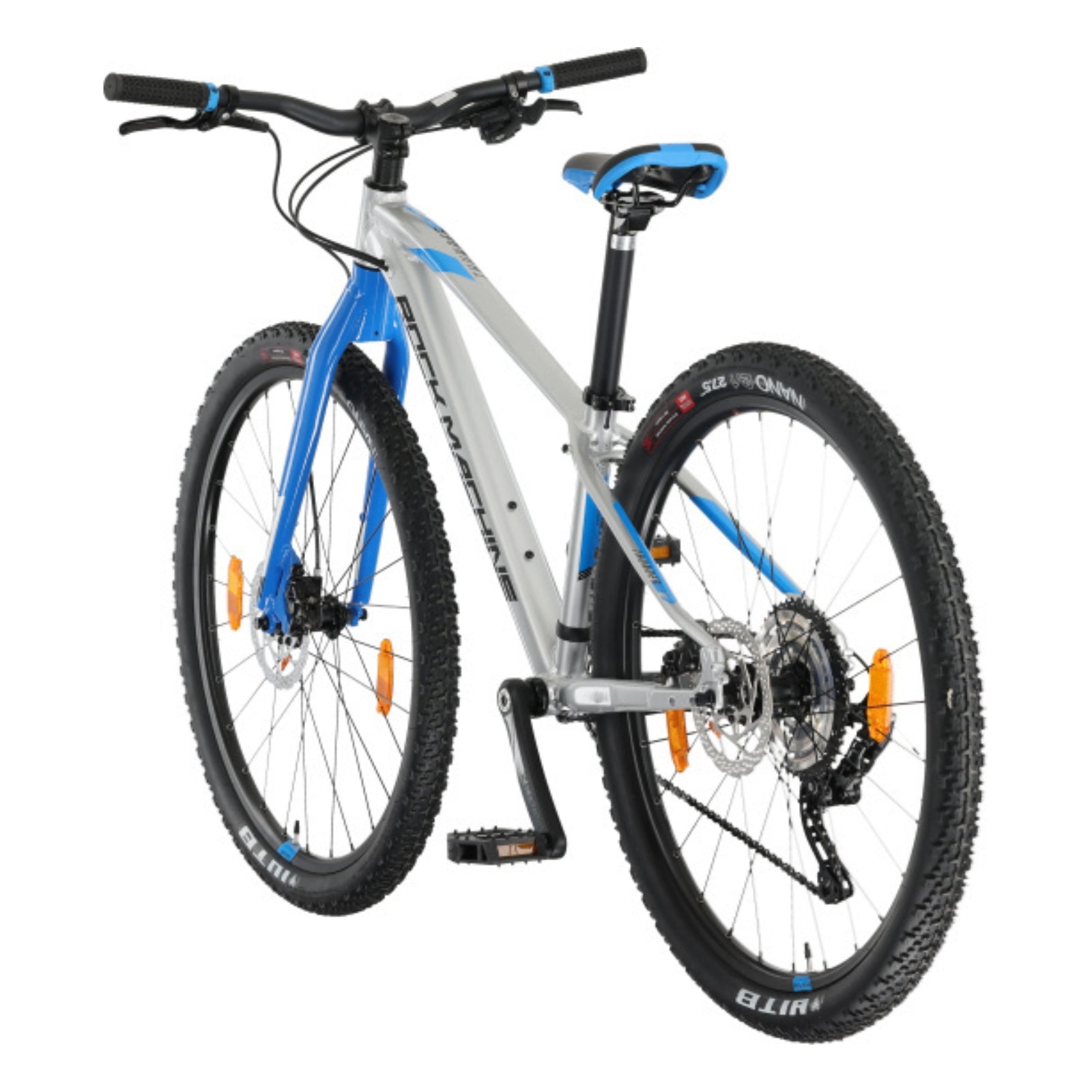 Rock Machine Thunder Junior Mountainbike silber/blau - 27-Zoll-Räder / 9V hydraulische Scheibenbremsen