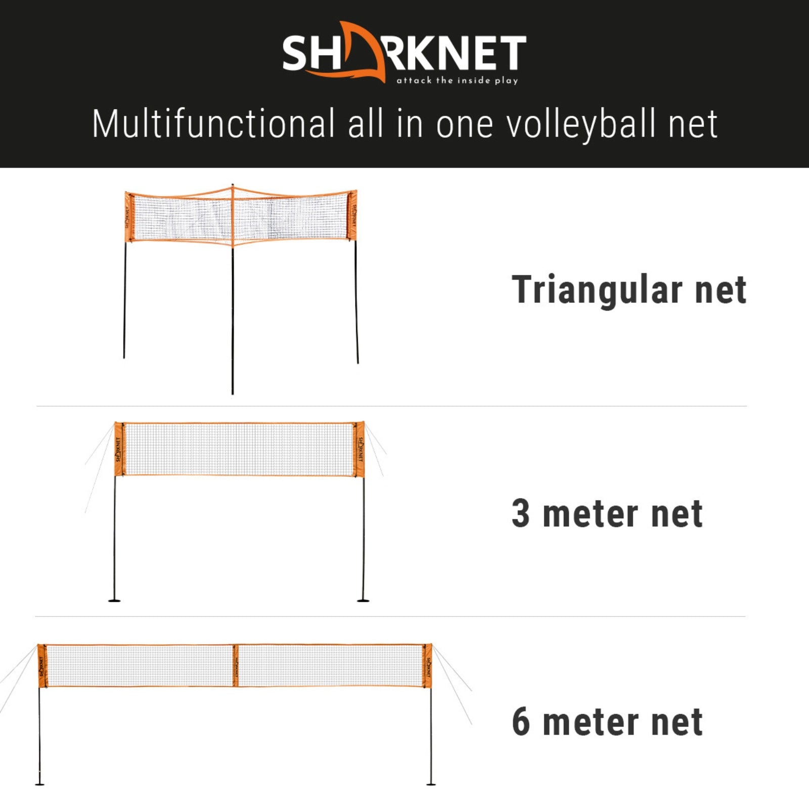 Dreiecknetz für Volleyball/Badminton - multifunktional - Sharknet